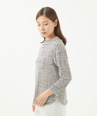 ［洗える］フリッジチェックプリントカットソー