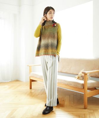 洗える・日本製］レーヨン混ストレッチストライプパンツ | GIANNI LO