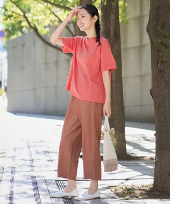 洗える・日本製］リネンミックスシャンブレーストレッチパンツ