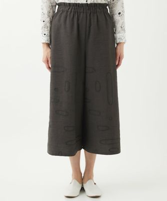 ［洗える］ステッチ刺繍ワイドクロップドパンツ
