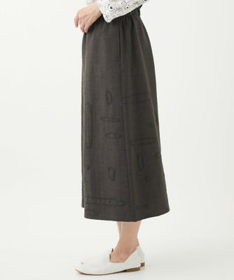 ［洗える］ステッチ刺繍ワイドクロップドパンツ