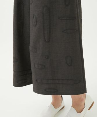 ［洗える］ステッチ刺繍ワイドクロップドパンツ
