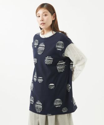 ［洗える・日本製］ドットジャガードカットソーチュニック