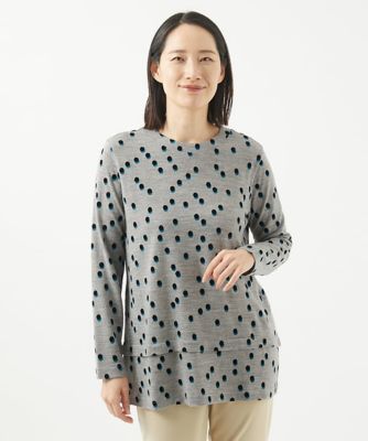 ＜GIANNI LO GIUDICE (Women)＞［洗える・日本製］フロッキードットプリントチュニックカットソー