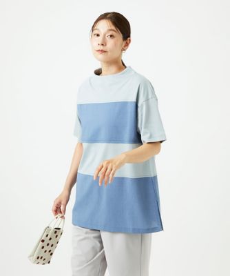 ［洗える・日本製］ドッキングコットン天竺チュニックカットソー