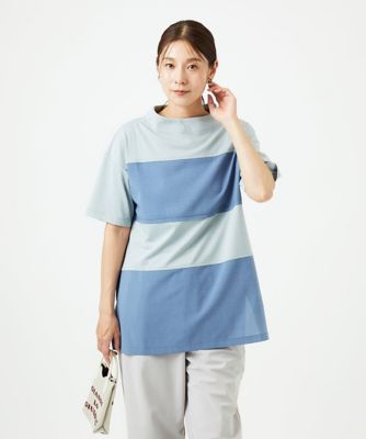 ［洗える・日本製］ドッキングコットン天竺チュニックカットソー