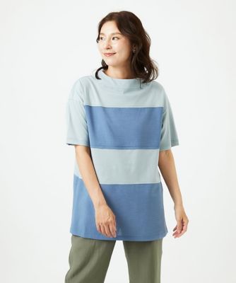 ［洗える・日本製］ドッキングコットン天竺チュニックカットソー