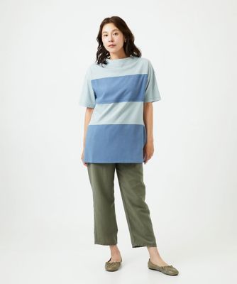 ［洗える・日本製］ドッキングコットン天竺チュニックカットソー
