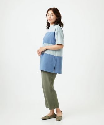 ［洗える・日本製］ドッキングコットン天竺チュニックカットソー