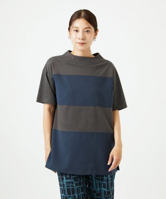 ［洗える・日本製］ドッキングコットン天竺チュニックカットソー