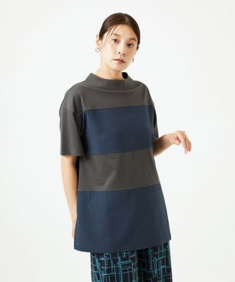 ［洗える・日本製］ドッキングコットン天竺チュニックカットソー