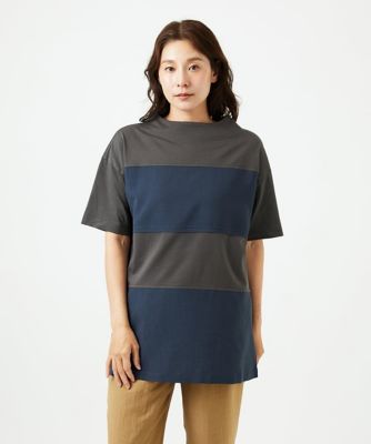 ［洗える・日本製］ドッキングコットン天竺チュニックカットソー