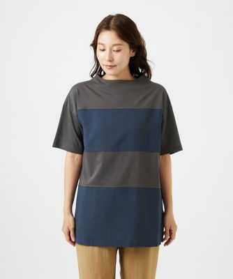 ［洗える・日本製］ドッキングコットン天竺チュニックカットソー