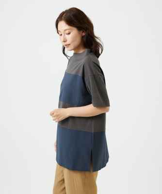 ［洗える・日本製］ドッキングコットン天竺チュニックカットソー