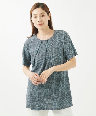 GIANNI LO GIUDICE (Women)/ジャンニロジュディチェ [洗える]ミニチェックプリントチュニックカットソー