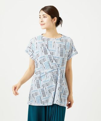 【SALE】GIANNI LO GIUDICE (Women)/ジャンニロジュディチェ [接触冷感・洗える]ラインドットプリントチュニック ブルー55 トップス【三越伊勢丹/公式】