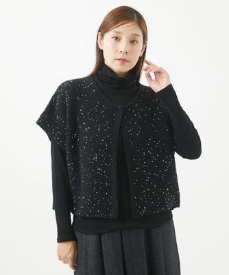 【SALE】GIANNI LO GIUDICE (Women)/ジャンニロジュディチェ ウール混スパンコールニットカーディガン ブラック94 トップス【三越伊勢丹/公式】