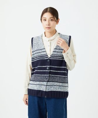 ＜GIANNI LO GIUDICE (Women)＞［洗える］カスリパネルボーダーニットベスト