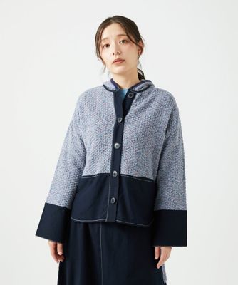 【フォンタナFONTANA】新品未使用　ニット＆中わた異素材ドッキングジャケット 綿麻ニットジャケット | GIANNI LO GIUDICE (Women)/ジャンニロ