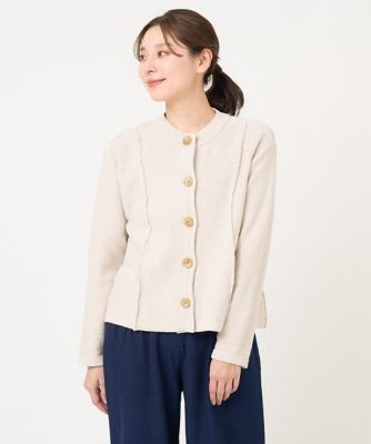 ［洗える・日本製］Ｒａｆｆｙコットンニットジャケット
