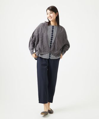 透かし柄ニットカーディガン