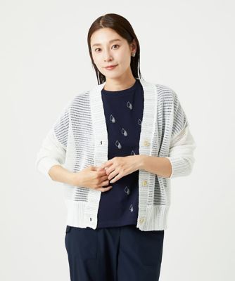 GIANNI LO GIUDICE (Women)/ジャンニロジュディチェ [洗える]透かし柄ニットカーディガン