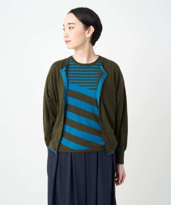GIANNI LO GIUDICE (Women)/ジャンニロジュディチェ [洗える]シルク混ニットカーディガン 36ダークカーキ トップス【三越伊勢丹/公式】