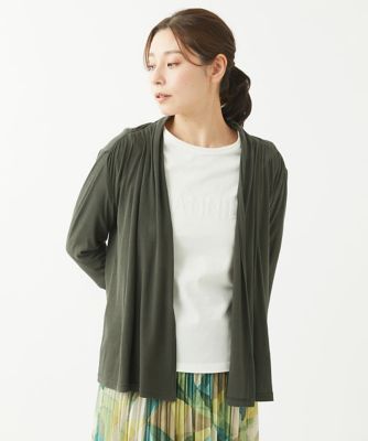 ［洗える・日本製］コットンシフォンドレープカーディガン