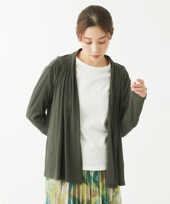 ［洗える・日本製］コットンシフォンドレープカーディガン