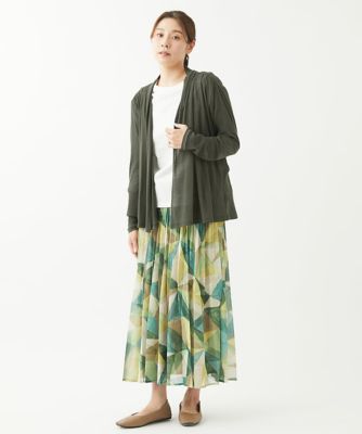 ［洗える・日本製］コットンシフォンドレープカーディガン