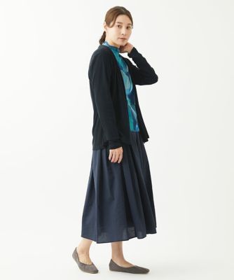 ［洗える・日本製］コットンシフォンドレープカーディガン
