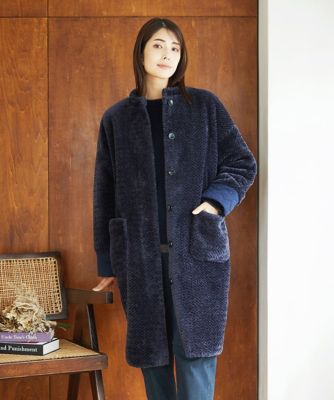 GIANNI LO GIUDICE (Women)/ジャンニロジュディチェ ボアタフタキルトコート 57ネイビー コート・ジャケット【三越伊勢丹/公式】