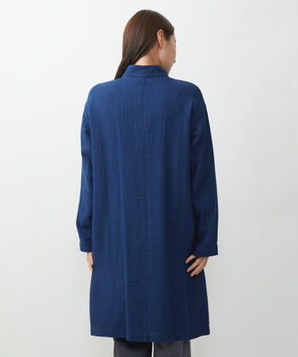 GIANNI LO GIUDICE ストライプ柄ロングジャケット 40 美品 洗える］二重織ガーゼ太ストライプコート | GIANNI LO GIUDICE (Women