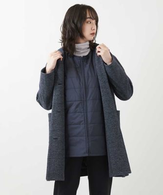 ＜GIANNI LO GIUDICE (Women)＞デニム風ジャージーフーディーコート（中綿ライナーベスト付き）