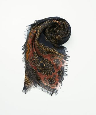 GIANNI LO GIUDICE (Women)/ジャンニロジュディチェ [洗える]エスニックスクエアストール 94ブラック スカーフ・ショール【三越伊勢丹/公式】