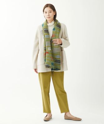 ［日本製］幾何柄ペイントボーダーストール