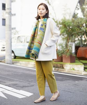 ［日本製］幾何柄ペイントボーダーストール