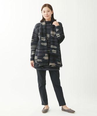 ［日本製］幾何柄ペイントボーダーストール