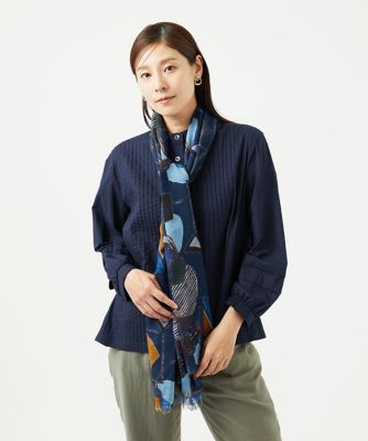 GIANNI LO GIUDICE (Women)/ジャンニロジュディチェ [洗える]グラフィカルストール 57ネイビー スカーフ・ショール【三越伊勢丹/公式】