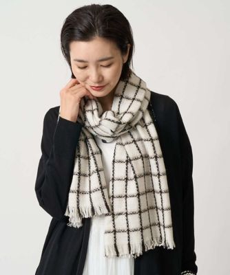 GEORGES RECH (Women)/ジョルジュ レッシュ ラメツイードチェックウールストール 90ホワイト系 スカーフ・ショール【三越伊勢丹/公式】