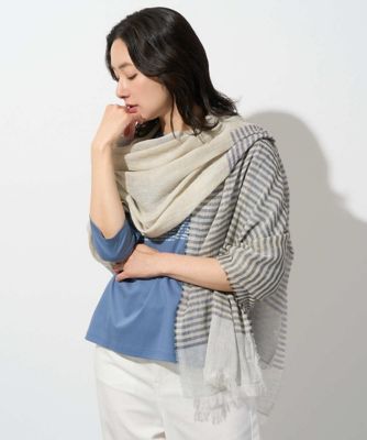 【美品】RRL コットン ボーダー ストール 希少 コットンリネンボーダーストール | GEORGES RECH (Women)/ジョルジュ