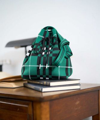 ＜GEORGES RECH　(Women)＞幾何学柄ニット巾着ショルダーバッグ