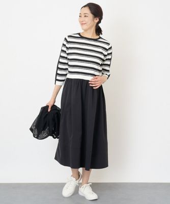 ＜GEORGES RECH　(Women)＞ニットボーダードッキングワンピース