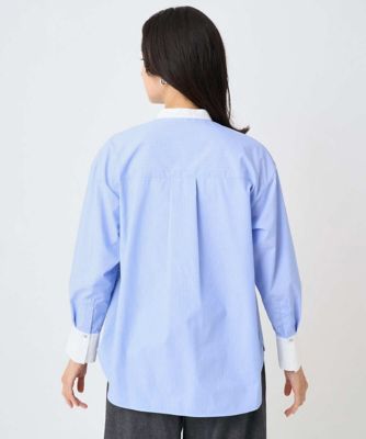 日本製］タイプライターストライプバンドカラーシャツ | GEORGES RECH