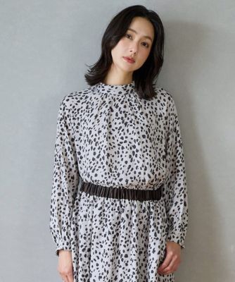 ＜GEORGES RECH　(Women)＞［日本製／セットアップ対応］レオパードロールネックブラウス