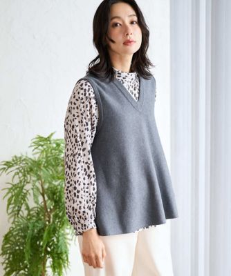 日本製／セットアップ対応］レオパードロールネックブラウス | GEORGES