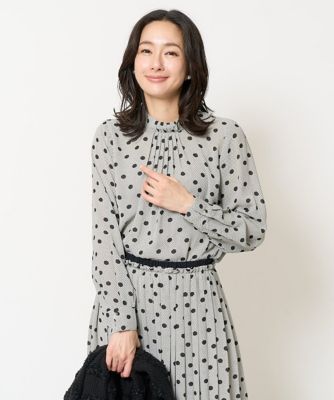 ＜GEORGES RECH　(Women)＞［セットアップ対応］ドットオンチュールバンドカラーブラウス