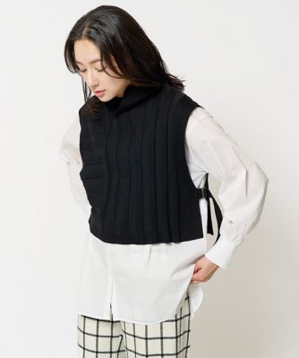 ES RECH / ジョルジュ・レッシュ [2点セット]リブニットベスト＆バンドカラーブラウス 2点セット］リブニットベスト＆バンドカラーブラウス | GEORGES