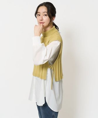 ES RECH / ジョルジュ・レッシュ [2点セット]リブニットベスト＆バンドカラーブラウス 2点セット]リブニットベスト＆バンドカラーブラウス(ブラウス