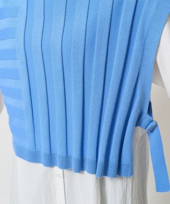 2点セット］リブニットベスト＆バンドカラーブラウス | GEORGES RECH